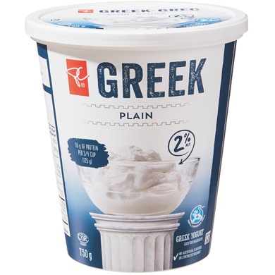President's Choice Plain Greek Yogurt 2%  750 g, $0.73/100g