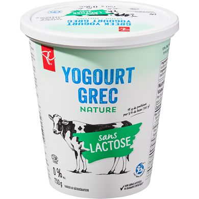 le Choix du Président Yogourt grec nature sans lactose 750 g, 0,73 $/100g