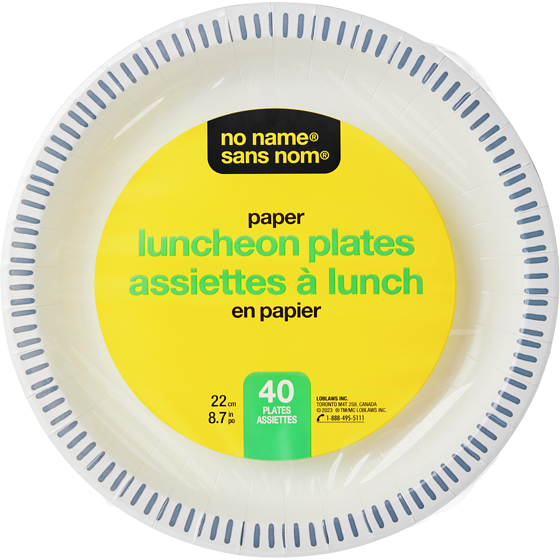 Sans Nom Assiettes à lunch en papier, emballage de 40 40 ea, 0,16 $/1ch