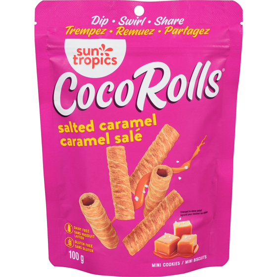 Sun Tropics Cocorolls mini biscuits caramel salé 100 g, 5,99 $/100g