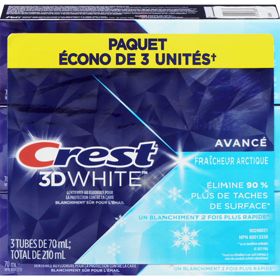 Crest Dentifrice 3D White Advanced, arctique frais, pack de 3 210 ml, 5,47 $/100ml