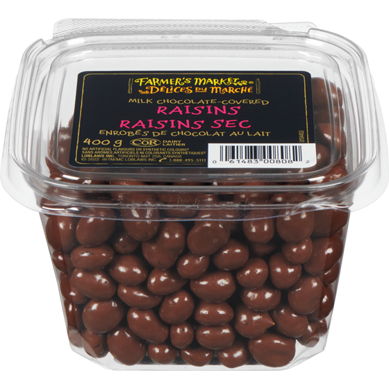 Farmer's Market Milk Chocolate-Covered Raisins 400 g, $3.00/100g