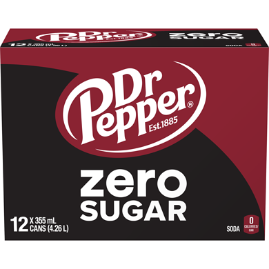 Dr Pepper Zero Sugar Soda 12x355.0 ml, $0.21/100ml