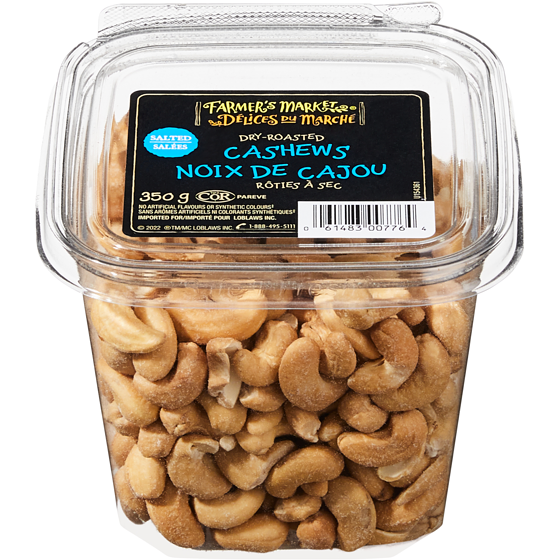 Farmer's Market Salted Dry-Roasted Cashews 350 g, $3.71/100g