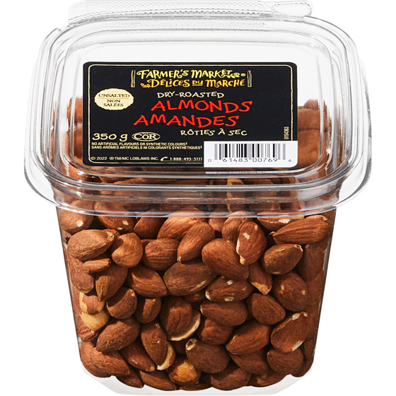 Farmer's Market Dry-Roasted Almonds 350 g, $4.00/100g