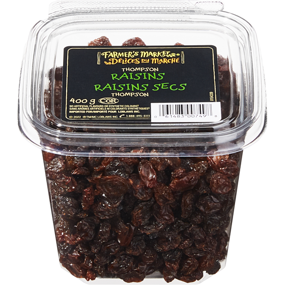 Farmer's Market Thompson Raisins 400 g, $2.00/100g