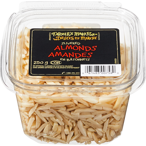 Farmer's Market Slivered Almonds 250 g, $4.00/100g