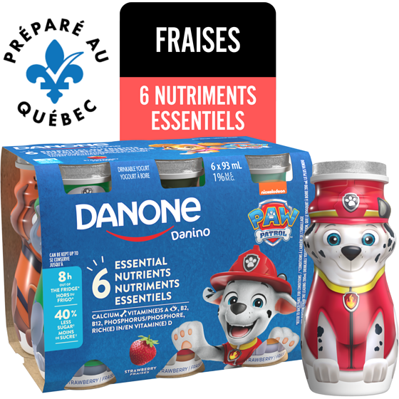 Danone Yogourt à boire pour enfants, fraises, format économique avec 6 bouteilles 6x93.0 ml, 4,08 $/100ml