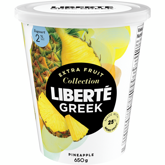 Liberte Greek 2% Extra Fruit Pineapple, High Protein 650 g, $1.23/100g
