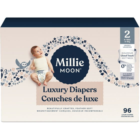 Millie Moon Luxury Diapers - Size 2, 96 Count 96x1.0 ea, $0.31/1ea