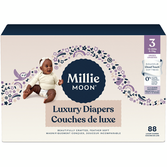 Millie Moon Couches de luxe parfaitement douces - taille 3, 88 couches de luxe 88x1.0 ea, 0,36 $/1ch