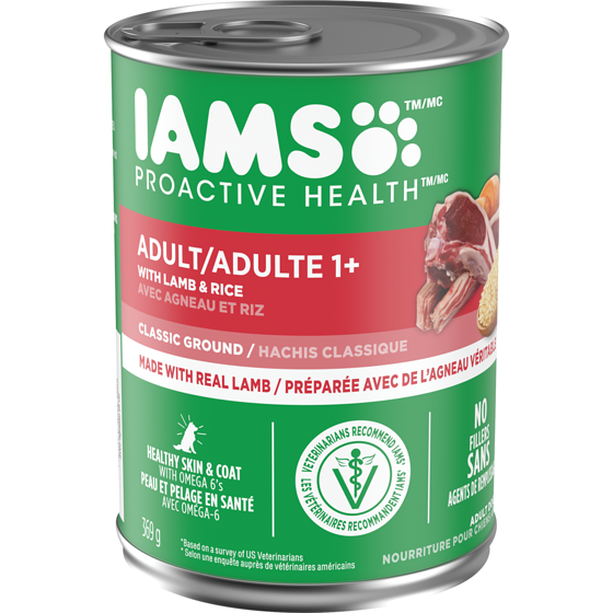 Iams Nourriture humide pour chiens adultes PROACTIVE HEALTH avec agneau et riz, hachis classique 369 g, 0,76 $/100g