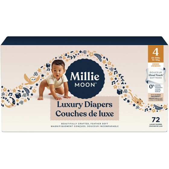 Millie Moon Luxury Diapers - Size 4, 72 Count 72x1.0 ea, $0.53/1ea