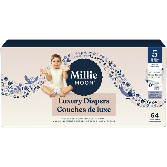 Millie Moon Couches de luxe parfaitement douces - taille 5, 64 couches de luxe 64x1.0 ea, 0,60 $/1ch