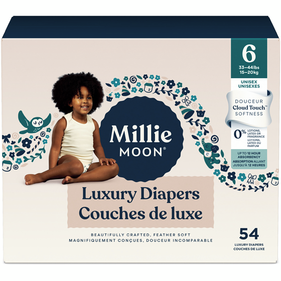 Millie Moon Couches de luxe parfaitement douces - taille 6, 54 couches de luxe 54 ea, 0,71 $/1ch