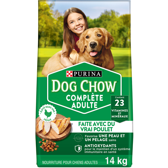 Purina Dog Chow Complète Adulte avec du Vrai Poulet, Nourriture Sèche pour Chiens 14 kg 14 kg, 0,29 $/100g