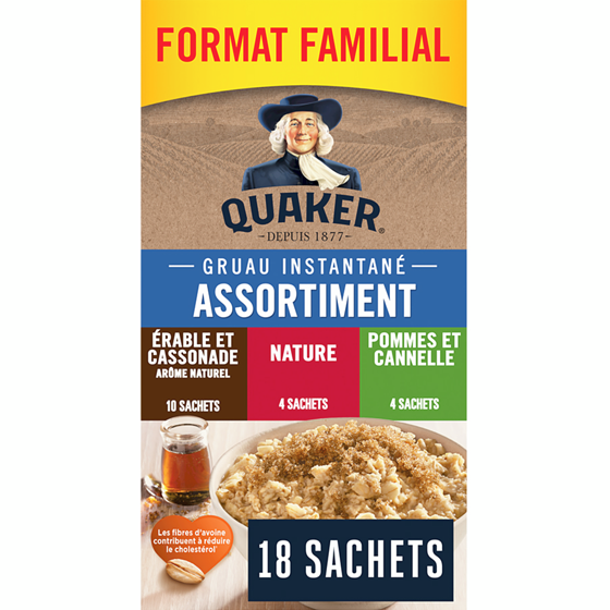 Quaker Gruau instantané assortiment format familial 694 g, 1,01 $/100g