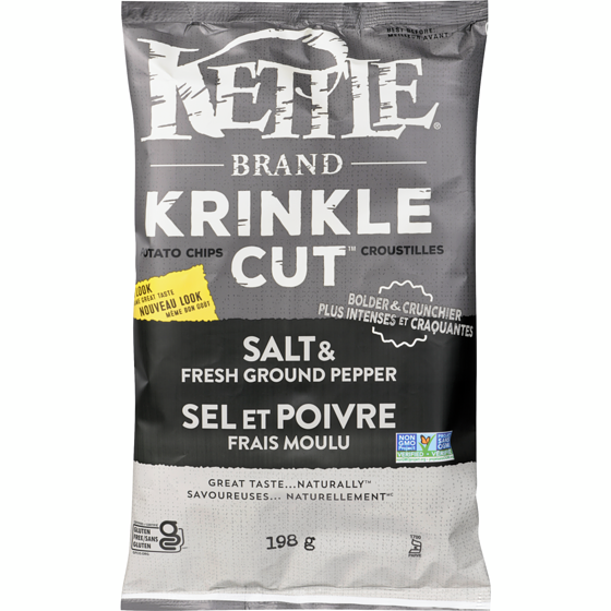 Kettle Brand Krinkle cut croustilles sel et poivre frais moulu 198 g, 2,42 $/100g