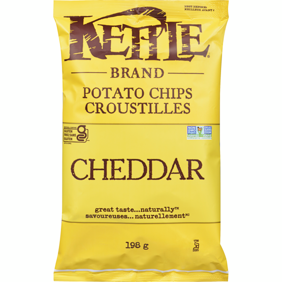 Kettle Brand Croustilles cheddar 198 g, 2,42 $/100g