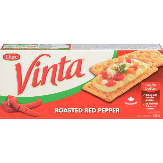 Dare Vinta Roasted Red Pepper Crackers 225 g, $1.55/100g