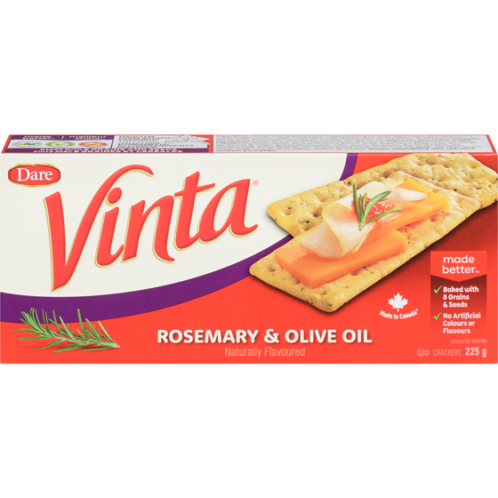 Dare Vinta Rosemary & Olive Oil Crackers 225 g, $2.00/100g