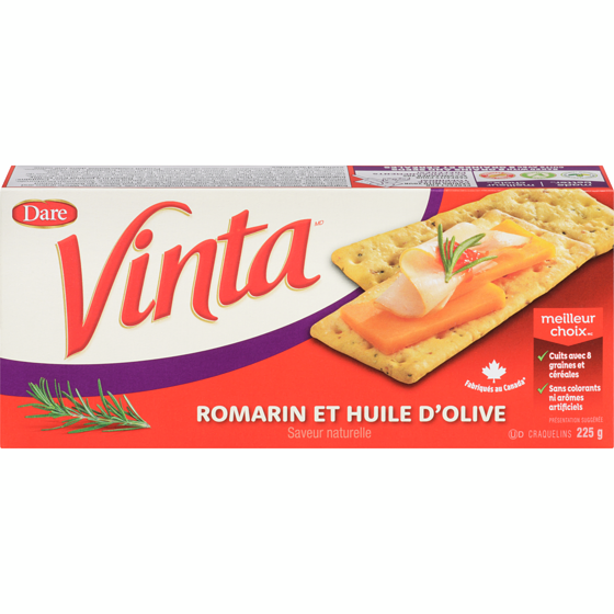 Dare Craquelins Vinta Romarin et huile d’olive 225 g, 2,00 $/100g
