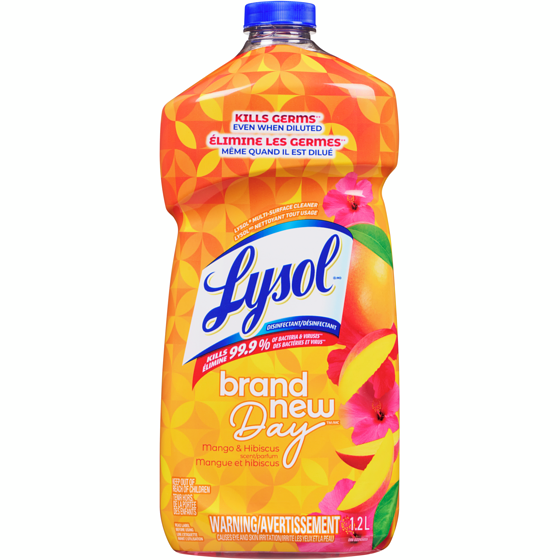Lysol Desinfectant Nettoyant Tout Usages Mangue et Hibiscus 1.2 l, 0,50 $/100ml