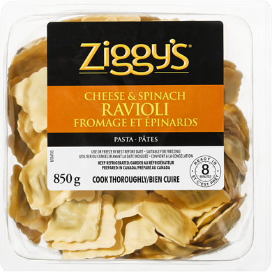 Ziggy's Cheese and Spinach Ravioli 850 g, $1.06/100g
