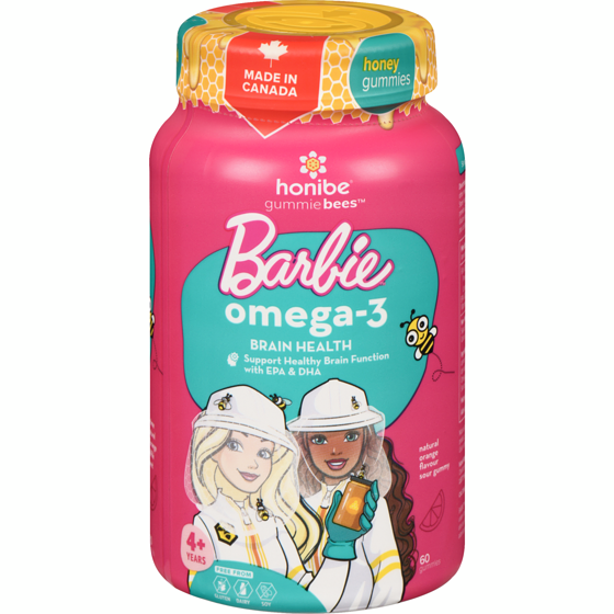 Honibe Gummie Bees Barbie Gummies Omega-3 4+ Years, 60 capsules 1 ea, $0.40/1ea