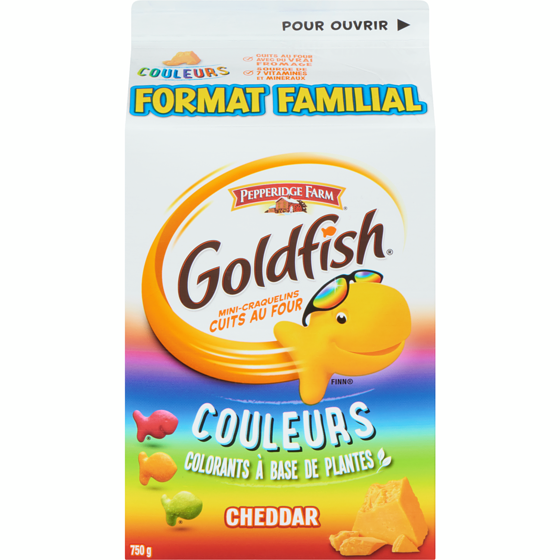 Pepperidge Farm Mini-craquelins cuits au four couleurs cheddar format familial 750 g, 1,47 $/100g