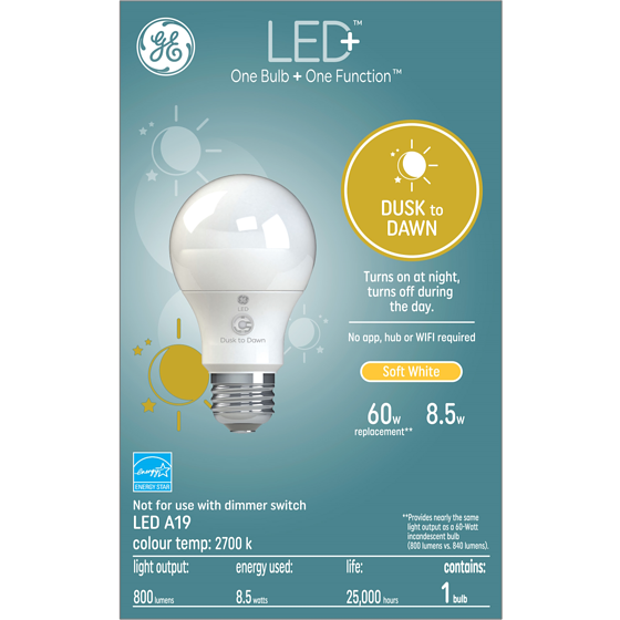 GE LED+ 8W A21 Nighttime Sensor 1PK 1 ea, $15.00/1ea