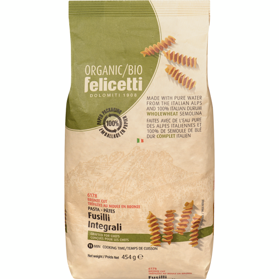 Felicetti Organic Durum Wholewheat Semolina Pasta Fusilli 454 g, $0.77/100g