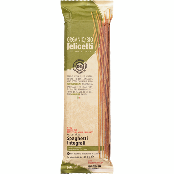 Felicetti Organic Durum Wholewheat Semolina Pasta Spaghetti 454 g, $0.77/100g