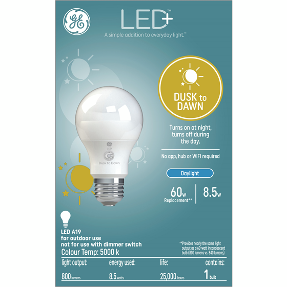 GE LED+ A19 Dusk2Dawn DL 1PK 1 ea, $15.00/1ea