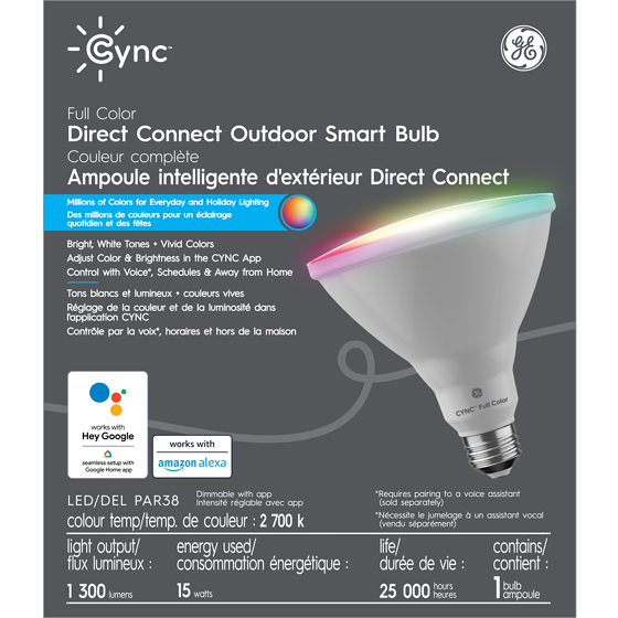 GE CYNC Outdoor PAR38 Flood 1PK 1 ea, $35.00/1ea