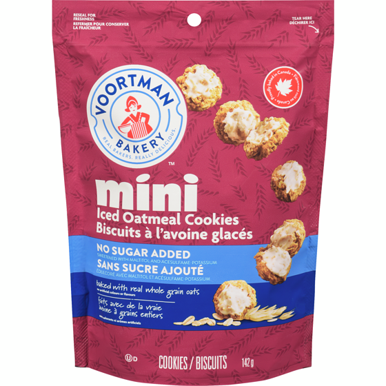 Voortman No Sugar Added Mini Iced Oatmeal Cookies 142 g, $3.02/100g