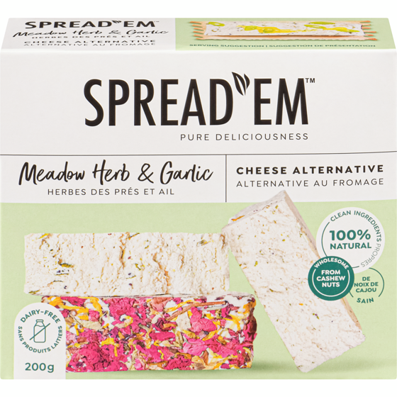 Spread 'Em Kitchen Co. Cheese Alternative Meadow Herb & Garlic 200 g, $6.00/100g