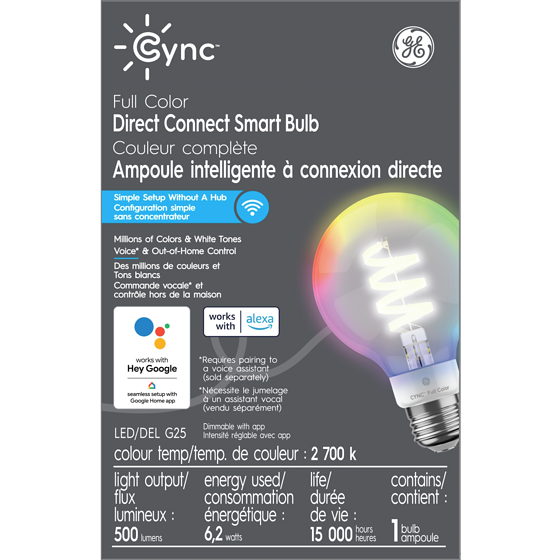 GE CYNC Full Color G25 Clear 1PK 1 ea, $35.00/1ea