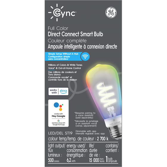 GE CYNC Full Color ST19 Clear 1PK 1 ea, $40.00/1ea