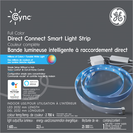 GE CYNC Full Color Light Strip 80 in 1PK 1 ea, $50.00/1ea