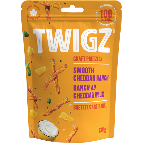 Twigz Bretzels artisanal ranch au cheddar doux 130 g, 4,22 $/100g