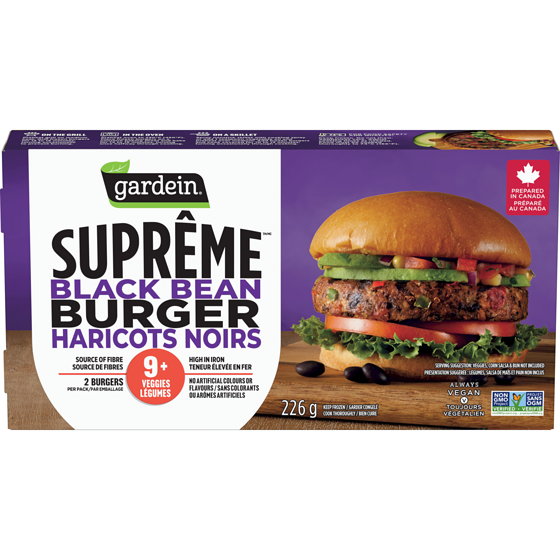 Gardein Suprême burger haricots noirs 9+ légumes 226 g, 3,76 $/100g