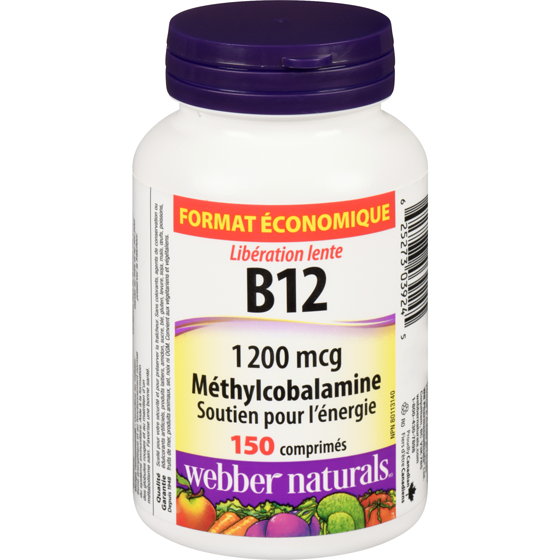 Webber Naturals Libération lente b12 1 200 mcg format économique 150 ea, 0,13 $/1ch