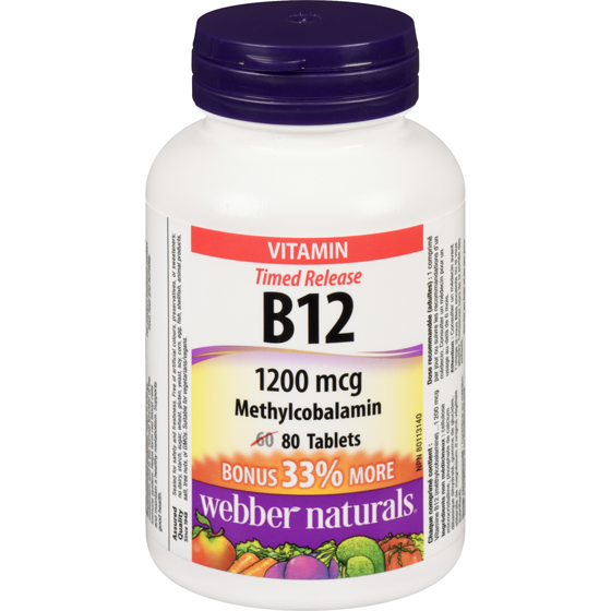 Webber Naturals Vitamin Timed Release B12 1200 Mcg 80 ea, $0.17/1ea