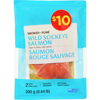 null Smoked Wild Sockeye Salmon 200 g, $5.00/100g
