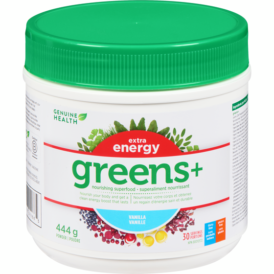 Genuine Health Greens+ Extra Energy Vanilla 444 g, $17.11/100g