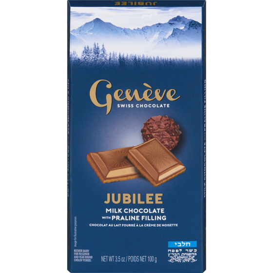 Geneve Swiss Chocolate Milk Chocolate Bar with Praline Filling 100 g, $5.99/100g