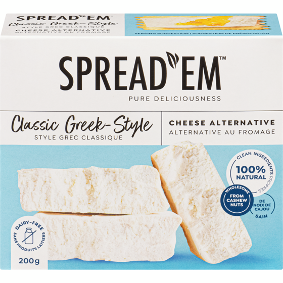 Spread’em Kitchen Co. Alternative au fromage style grec classique 200 g, 6,00 $/100g
