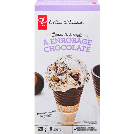 le Choix du Président Cornets sucrés à enrobage chocolaté 120 g, 2,92 $/100g
