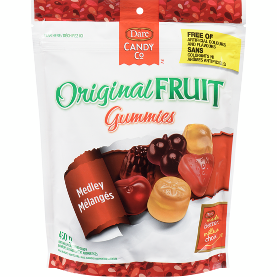 Dare Bonbons naturellement aromatisés original fruit gummies mélangés 450 g, 1,22 $/100g